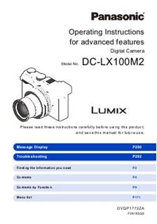 Panasonic Lumix LX 100 II manual. Camera Instructions.
